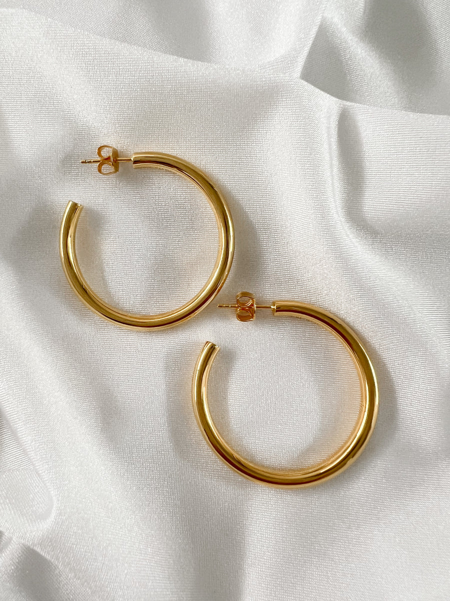 Classic Gold Hoop Earrings, Large