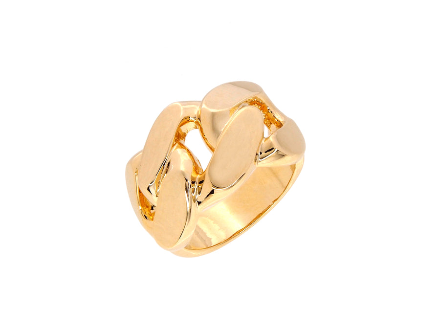 Freya chain link ring, sterling silver, yellow gold plated