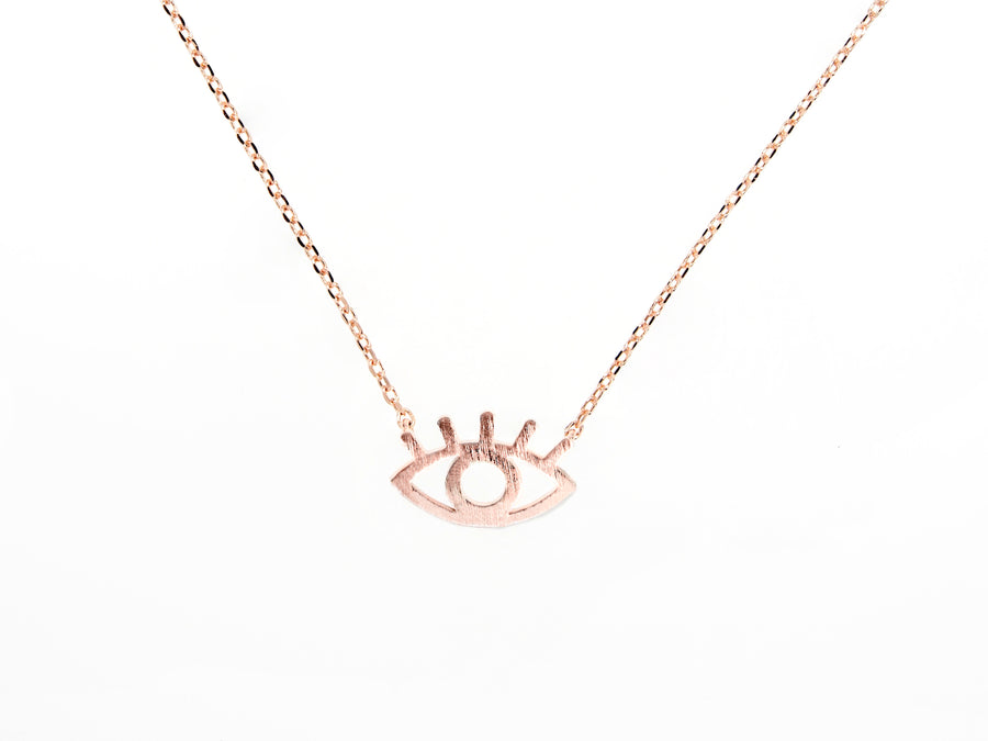 Cleopatra evil eye necklace, sterling silver, rose gold plated