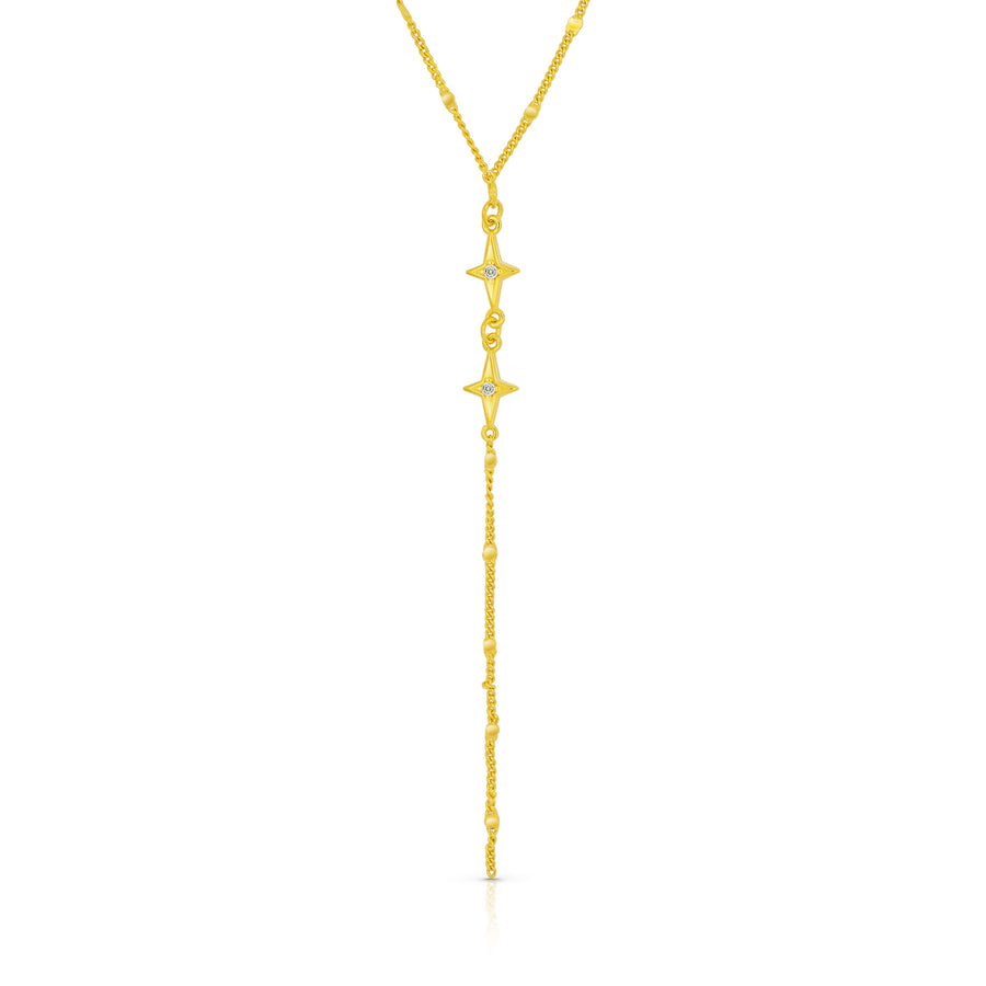 Stellar Lariat Necklace - 18K Yellow & Rose Gold and Sterling Silver