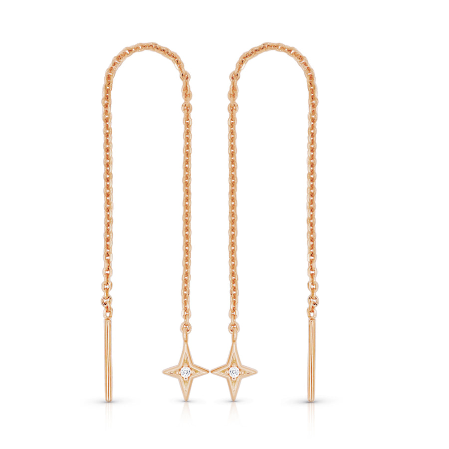 Stellar Threaded Chain Drop Earrings - 18K Yellow & Rose Gold Vermeil and Sterling Silver