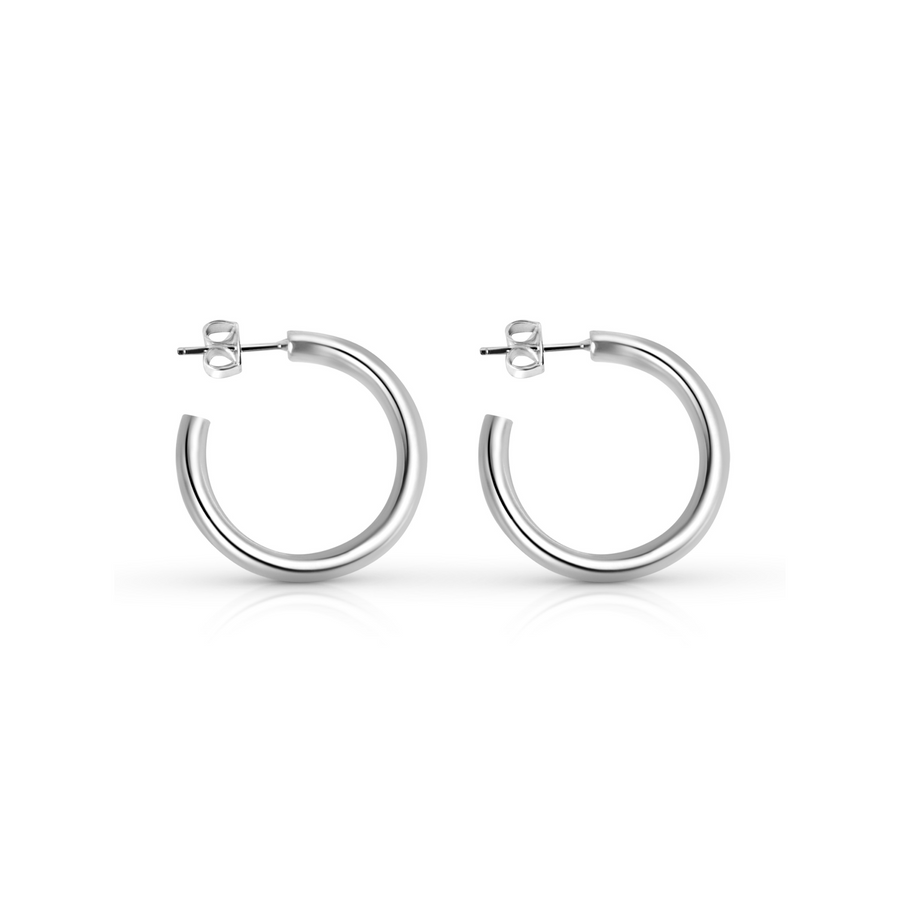 Sterling Silver 3mm Medium Tube 'Huggie' Hoop Earrings – Cameron Jewellery