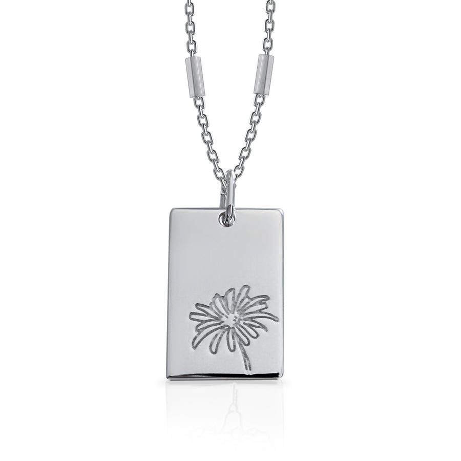 April (Daisy) Birth Flower Necklace - 18K Yellow Gold and Sterling Silver