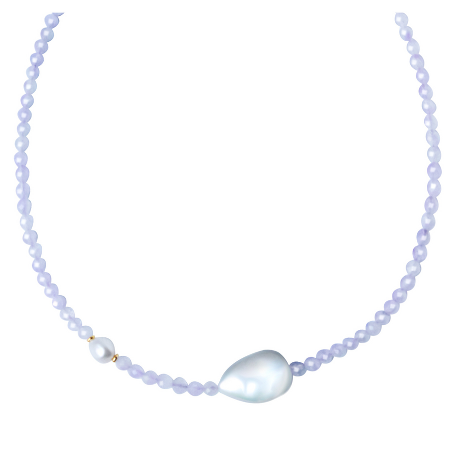 Dal Mare Crystal Bead and Pearl Necklace - Lilac