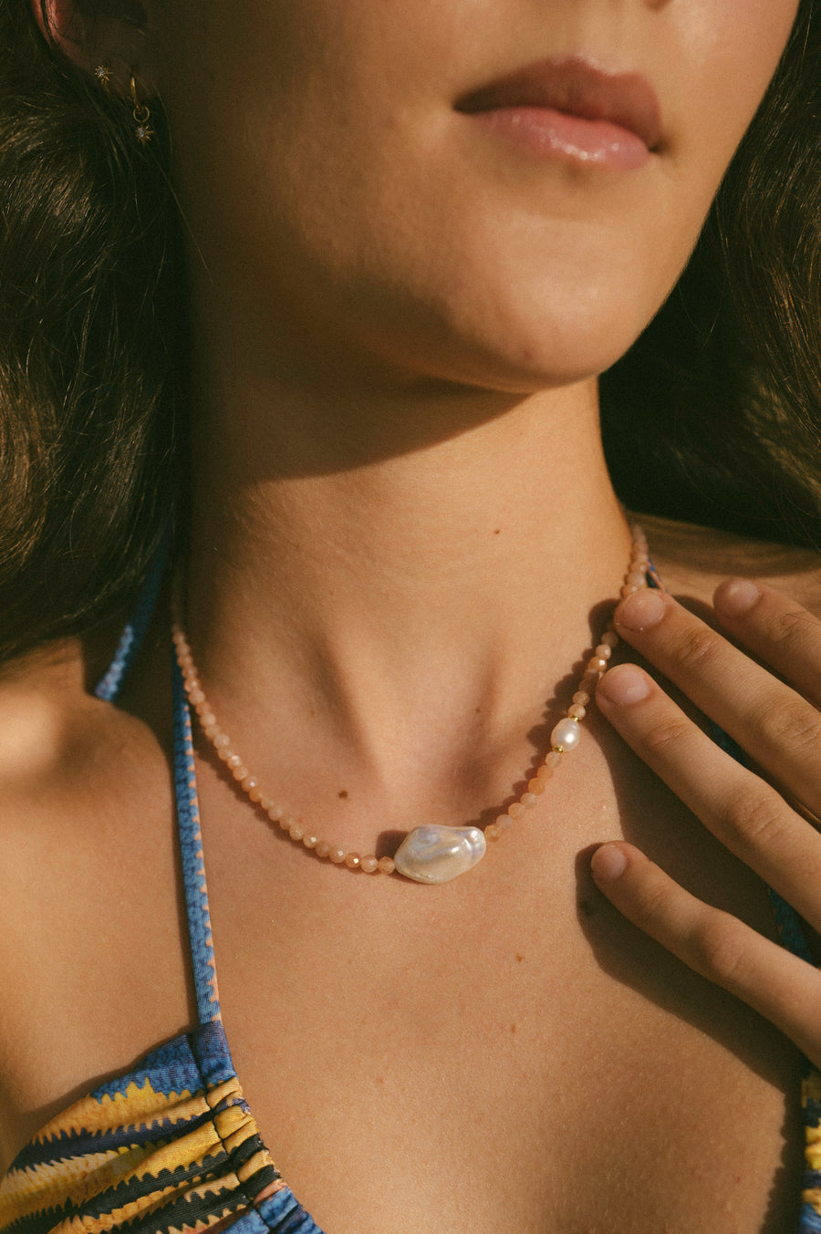 Dal Mare Crystal Bead and Pearl Necklace - Mango