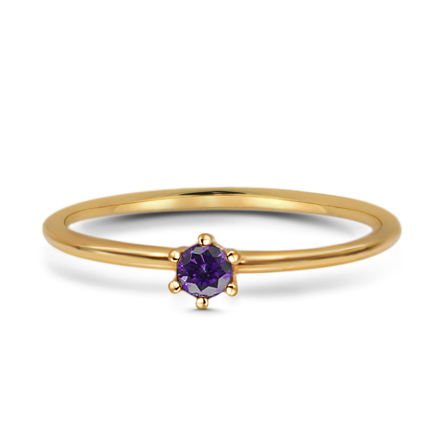 Solitaire Amethyst Ring - Yellow Gold