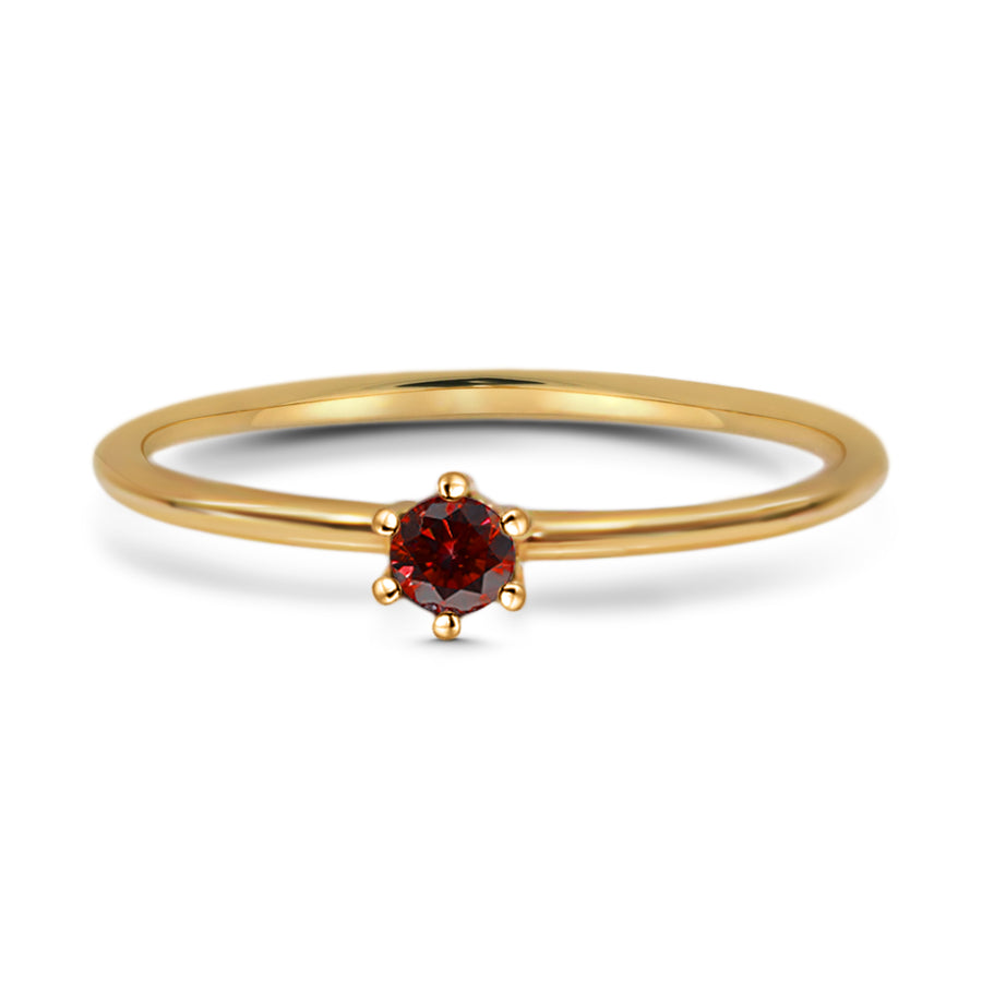 Solitaire Garnet Ring - Yellow Gold
