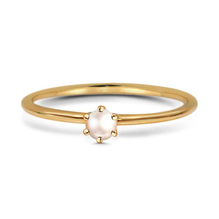 Solitaire Pearl Ring - Yellow Gold