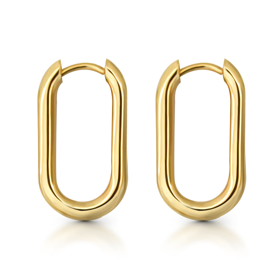 Oxford Large Hoop Earrings - 18K Yellow Gold and Sterling Silver