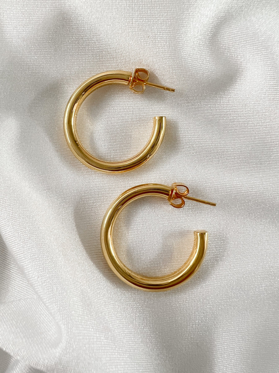Classic Gold Hoop Earrings, Medium
