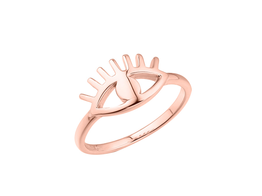 Cleopatra evil eye ring, sterling silver, rose gold plated