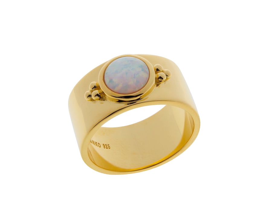 Lucky bay opal ring, sterling silver, yellow gold plated